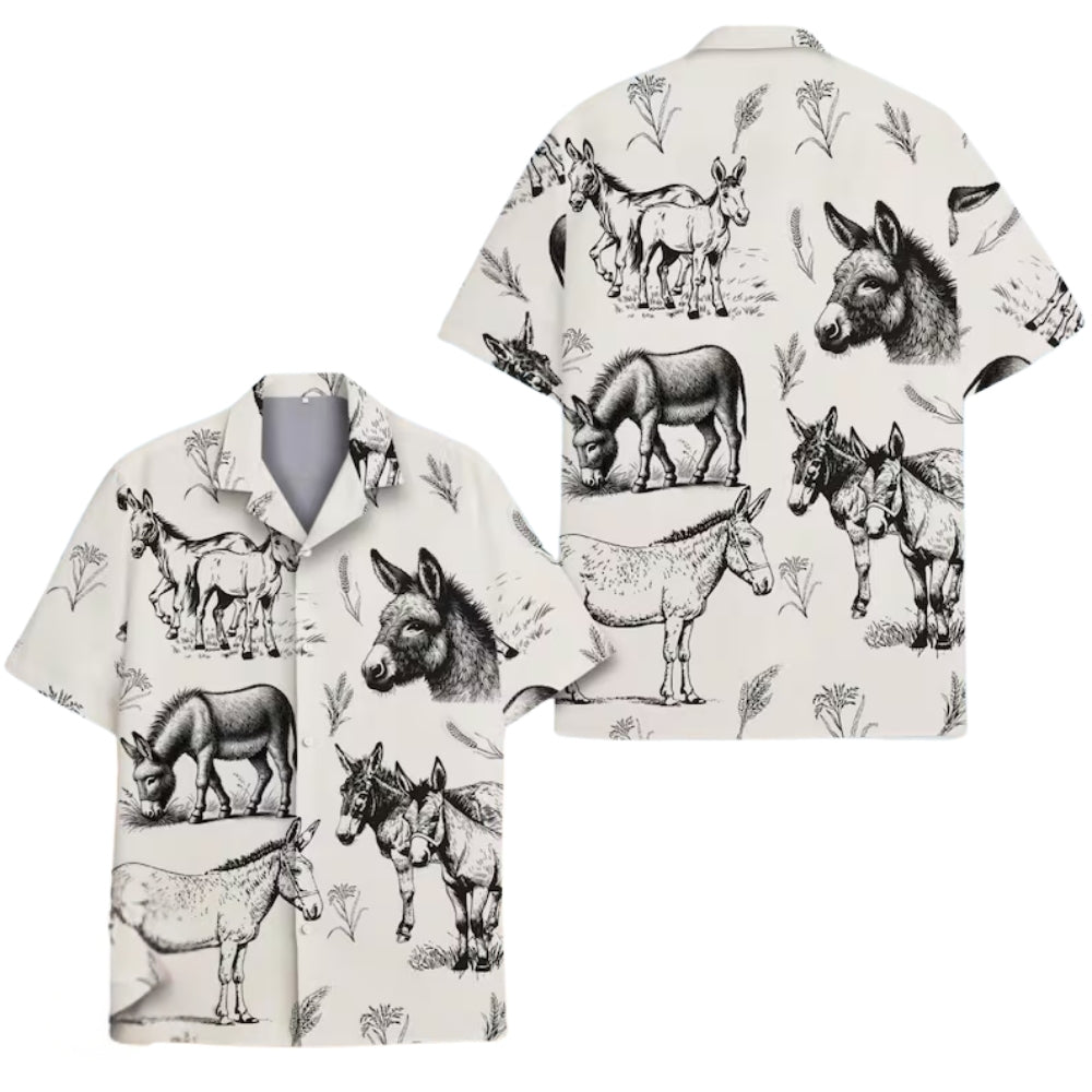 Vintage Donkey Hawaiian Shirt For Men Women, Donkey Hawaiian Shirts HE0032