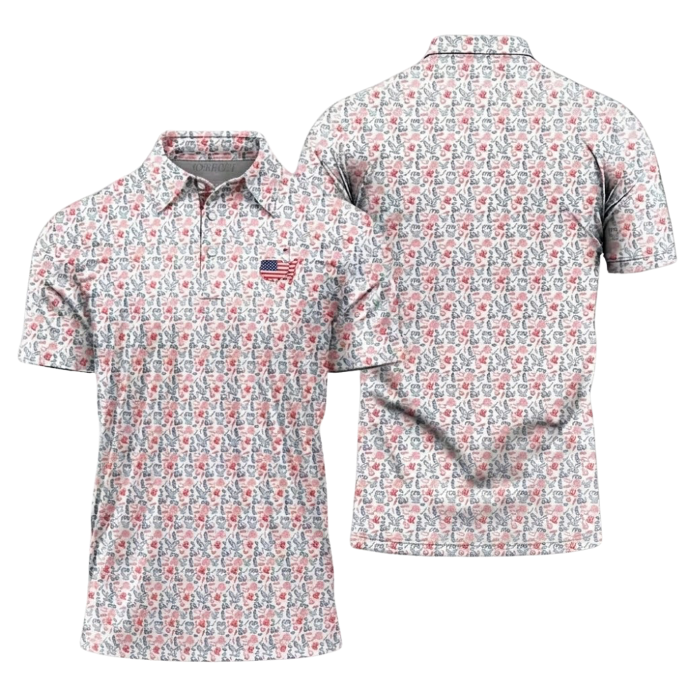 Matching 250th Anniversary USA Pattern Golf Shirt For His And Her, Fourth Of July Matching Couple Golf Shirts GE0525
