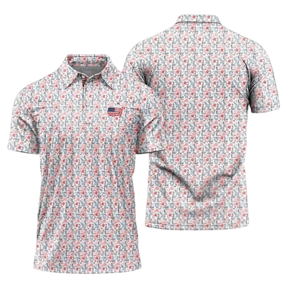 Matching 250th Anniversary USA Pattern Golf Shirt For His And Her, Fourth Of July Matching Couple Golf Shirts GE0525