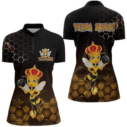 Custom Queen Bee Women's Bowling Jersey, Custom Bee Lover Bowling Team Shirt For Ladies BZ0541