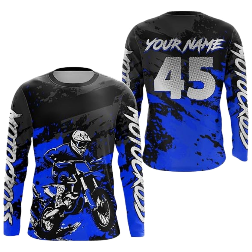 Custom Motocross Long Sleeve Jersey For Men Black Red, Custom Racing Motocross Jerseys MZ0071