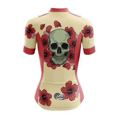 Ladies Flower Skull Cycling Short Sleeve Jersey, Skull Cycling Jersey For Women CG0872