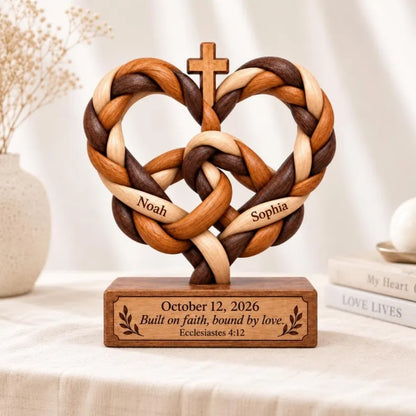 Cord of Three Strands Custom Christian Wedding Layer Wooden Block, Custom Faith Keepsake Wooden Plaque WD0955