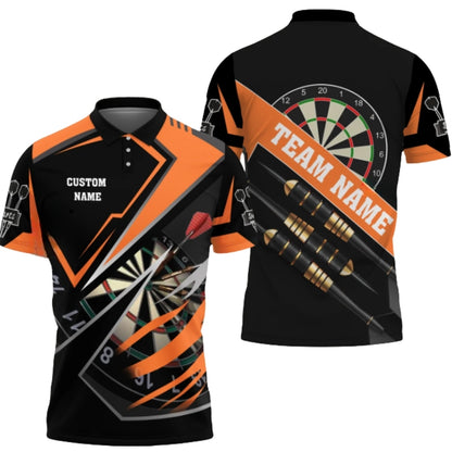 Custom Team Black And Grey Dart Polo Shirt For Men, Custom Darts Shirts DZ0071