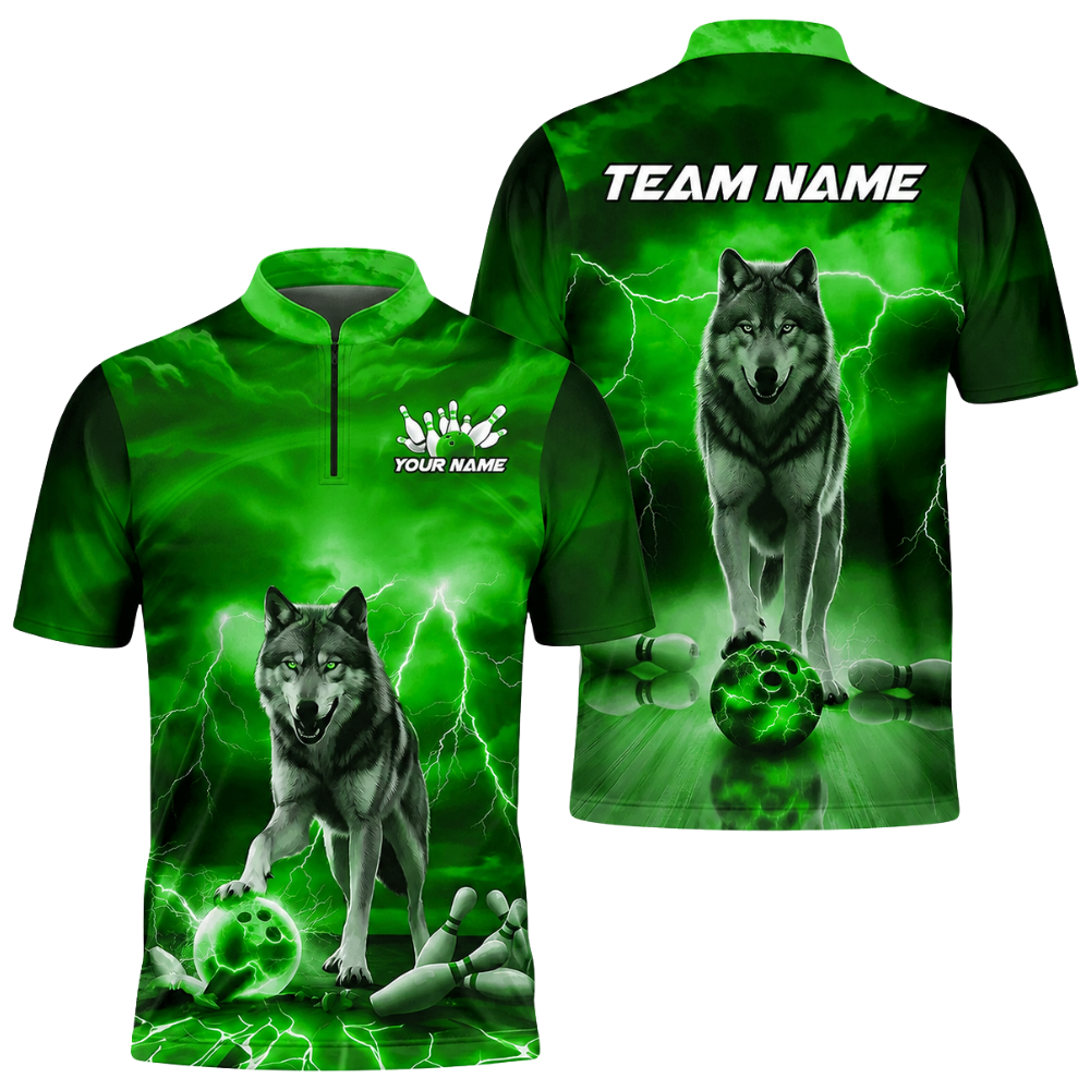 Custom Wolf Blue Thunder Mens Bowling Jersey, Custom Wolf Bowling Team Shirts BZ0452
