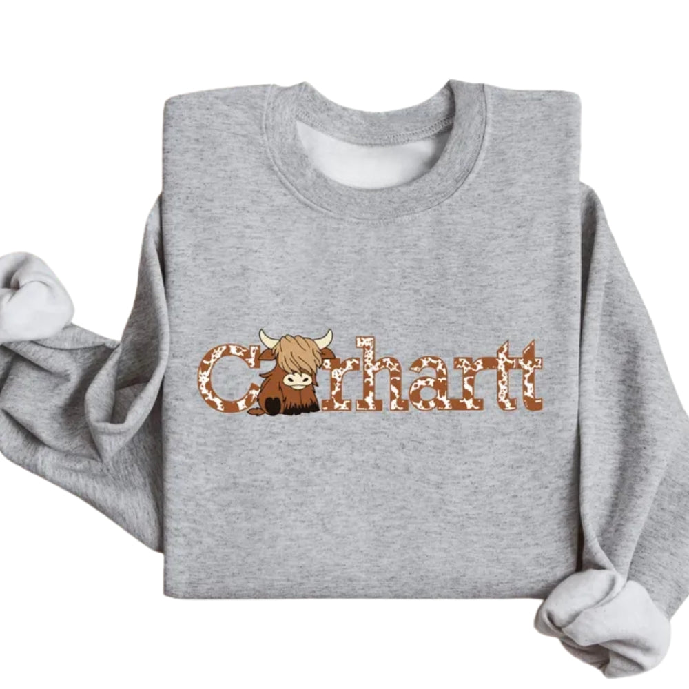 Womens Highland Cow Sweatshirt, Western Farmer Sweatshirt 2D0572