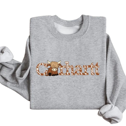 Womens Highland Cow Sweatshirt, Western Farmer Sweatshirt 2D0572