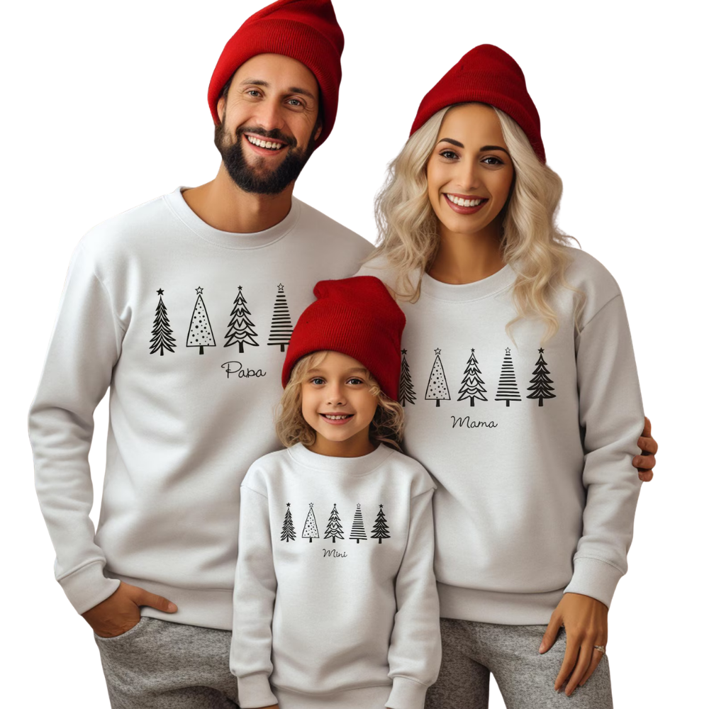 Custom Christmas Tree Family Matching Sweatshirt, Custom Christmas Family Sweatshirt ET1502