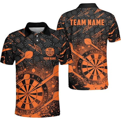 Custom Black Red Darts Team Polo Shirt Mens, Custom Darts Shirts DZ0011