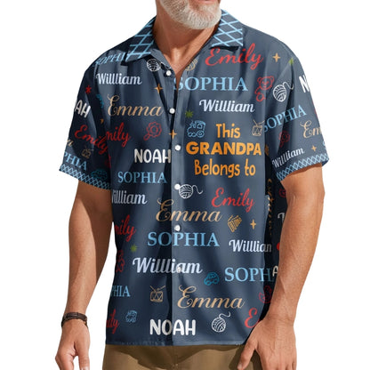 This Grandpa Belongs To Custom Kids Names Hawaiian Shirt, Custom Grandpa Hawaiian Shirt HE0591