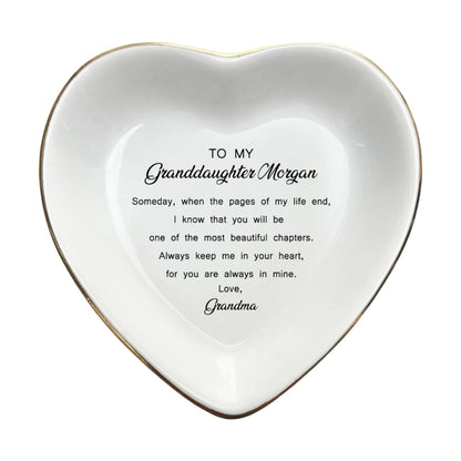 To My Granddaughter Personalized Wedding Jewelry Dish From Grandmother, Custom Ring Dish For Granddaughter WD0312