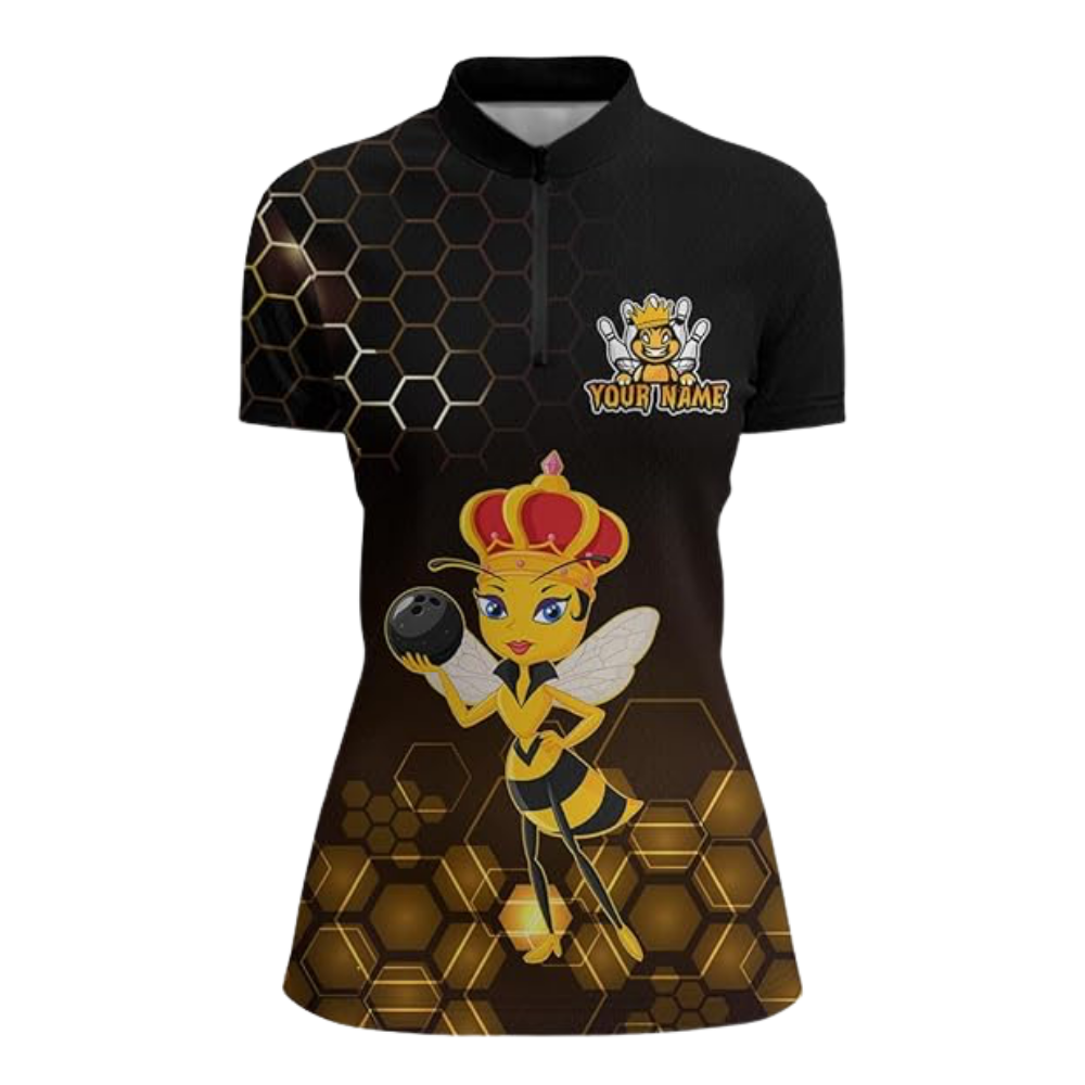 Custom Queen Bee Women's Bowling Jersey, Custom Bee Lover Bowling Team Shirt For Ladies BZ0541