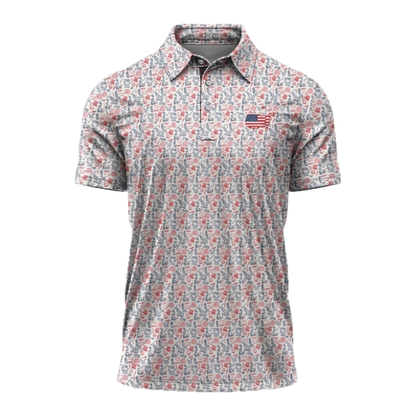 Matching 250th Anniversary USA Pattern Golf Shirt For His And Her, Fourth Of July Matching Couple Golf Shirts GE0525