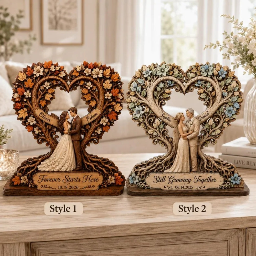 Custom Fall Tree Couple Wedding Wooden Plaque, Custom Wedding Autumn Wooden Block WD0789