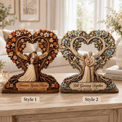 Custom Fall Tree Couple Wedding Wooden Plaque, Custom Wedding Autumn Wooden Block WD0789
