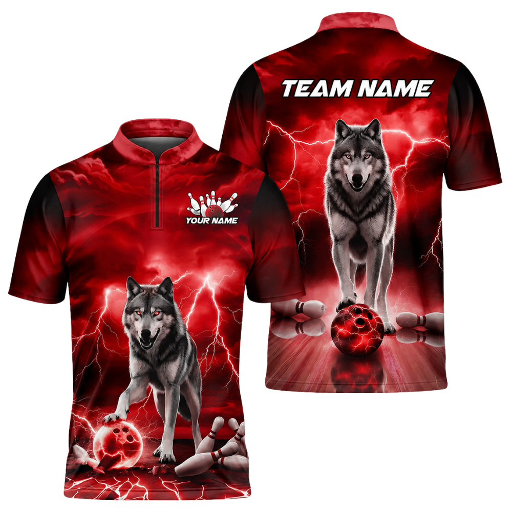 Custom Wolf Blue Thunder Mens Bowling Jersey, Custom Wolf Bowling Team Shirts BZ0452