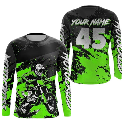 Custom Motocross Long Sleeve Jersey For Men Black Red, Custom Racing Motocross Jerseys MZ0071