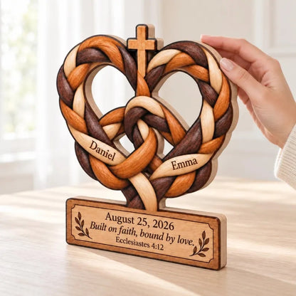 Cord of Three Strands Custom Christian Wedding Layer Wooden Block, Custom Faith Keepsake Wooden Plaque WD0955