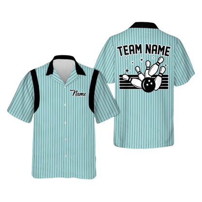 Custom Retro Pastel Stripe Bowling Hawaiian Shirt Mens, Custom Team Retro Bowling Shirts BE0125