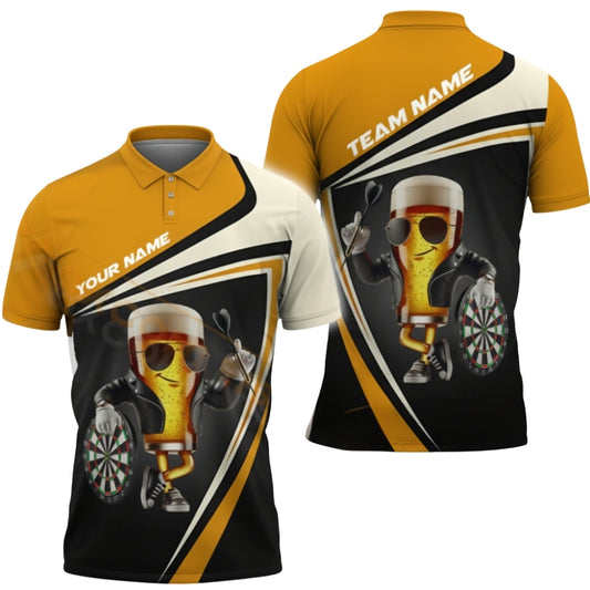 Custom Funny Beer Darts Polo Shirt For Men, Custom Beer Dart Team Shirts DZ0072