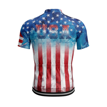 USA Flag Cycling Short Sleeve Jersey For Men, Patriotic Cycling Jerseys CZ0141