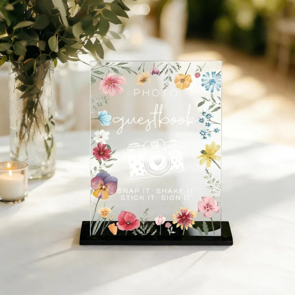Snap It Shake It Floral Wedding Guest Book Sign, Wedding Photo Guestbook Sign WD0091