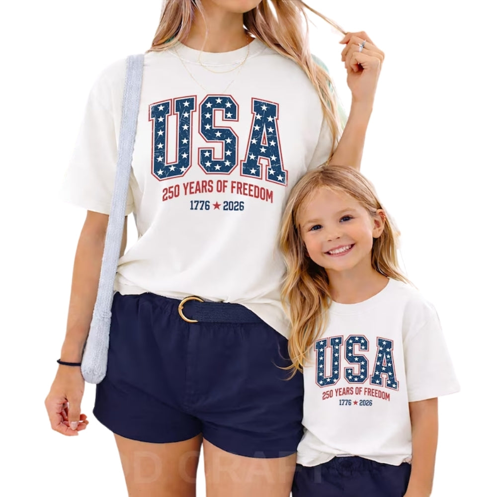 USA 250 Years Of Freedom 1776-2026 Matching Family T Shirts, Matching 4th Of July Family Shirts ET0793