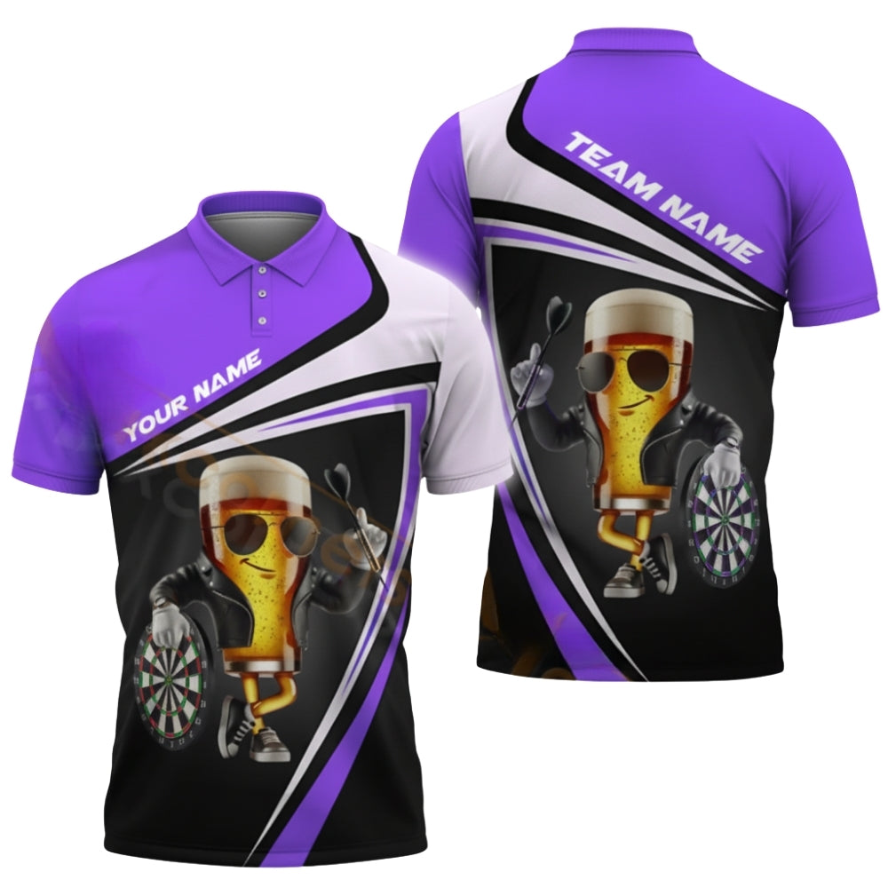 Custom Funny Beer Darts Polo Shirt For Men, Custom Beer Dart Team Shirts DZ0072