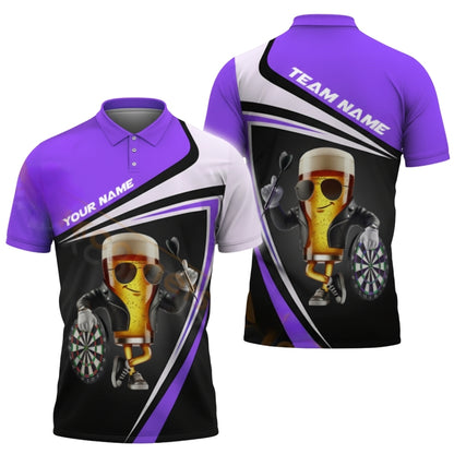 Custom Funny Beer Darts Polo Shirt For Men, Custom Beer Dart Team Shirts DZ0072