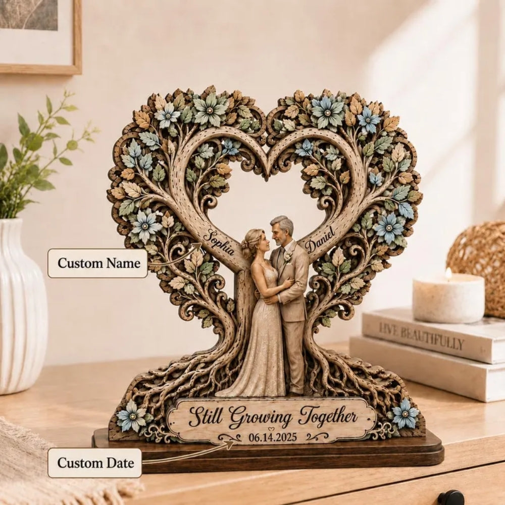 Custom Fall Tree Couple Wedding Wooden Plaque, Custom Wedding Autumn Wooden Block WD0789