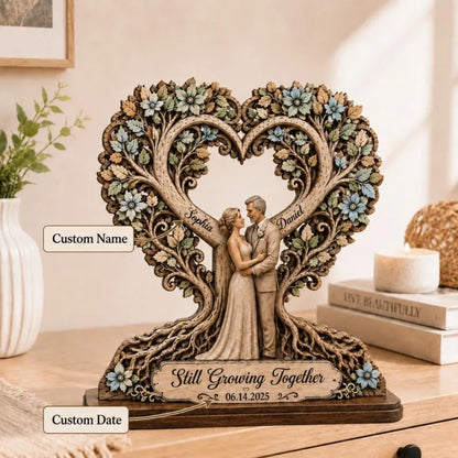 Custom Fall Tree Couple Wedding Wooden Plaque, Custom Wedding Autumn Wooden Block WD0789