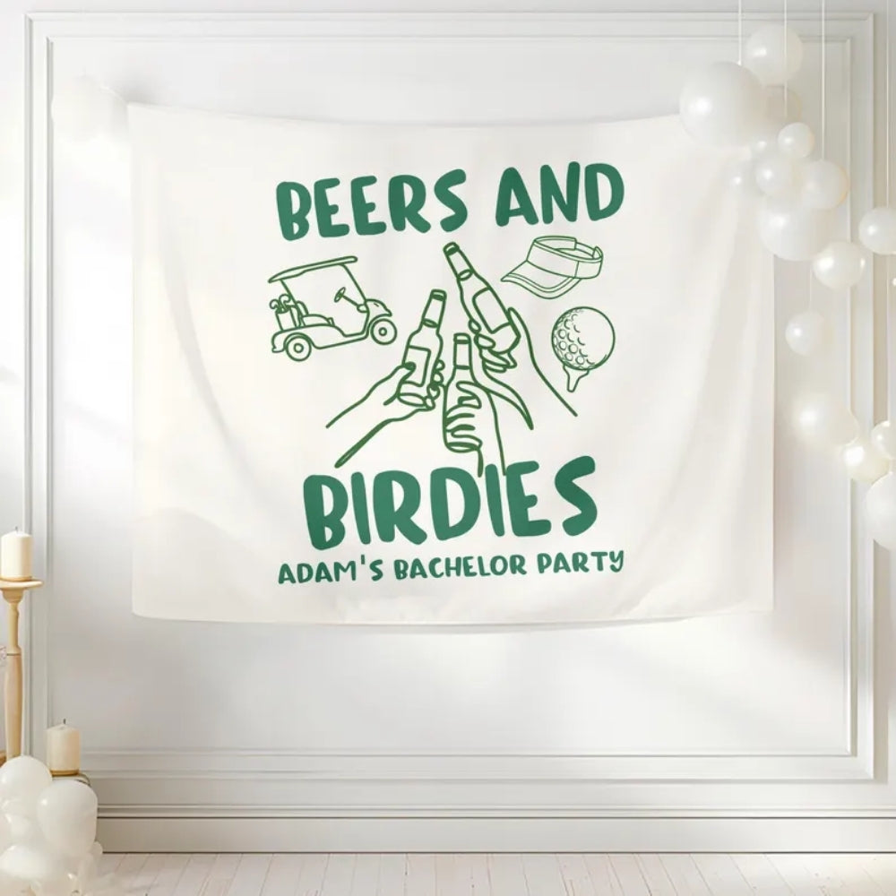 Beers and Birdies Custom Golf Bachelor Banner, Custom Golfing Lover Bachelor Party Banner WD0523