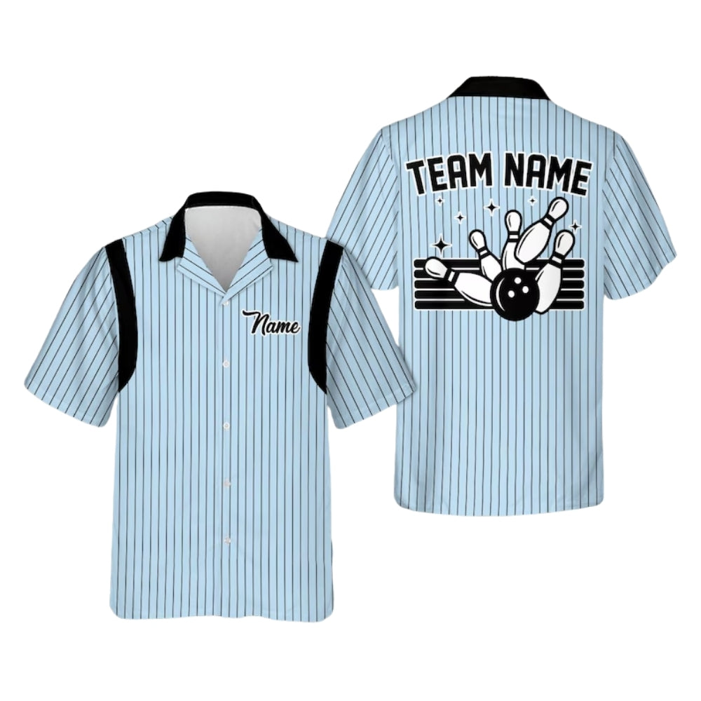 Custom Retro Pastel Stripe Bowling Hawaiian Shirt Mens, Custom Team Retro Bowling Shirts BE0125