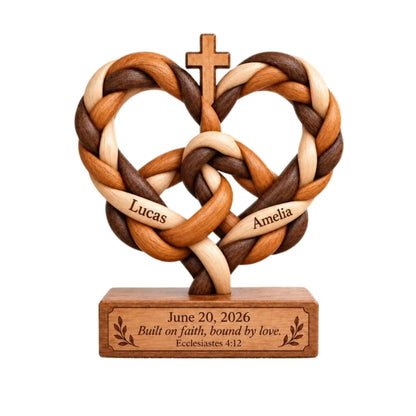 Cord of Three Strands Custom Christian Wedding Layer Wooden Block, Custom Faith Keepsake Wooden Plaque WD0955