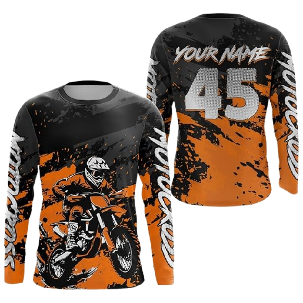 Custom Motocross Long Sleeve Jersey For Men Black Red, Custom Racing Motocross Jerseys MZ0071