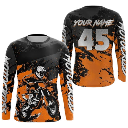 Custom Motocross Long Sleeve Jersey For Men Black Red, Custom Racing Motocross Jerseys MZ0071
