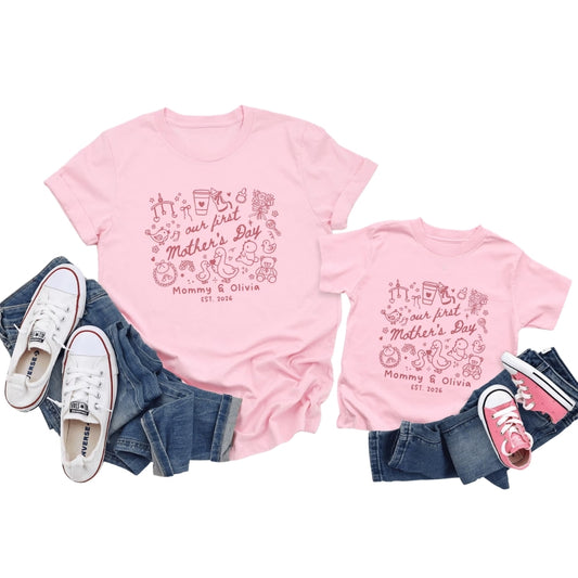 Our First Mother's Day Custom Mom And Daughter Matching T Shirt, Personalized Mother's Day Matching Family Shirts ET0529