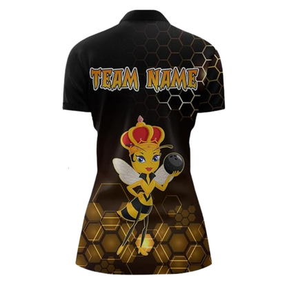 Custom Queen Bee Women's Bowling Jersey, Custom Bee Lover Bowling Team Shirt For Ladies BZ0541