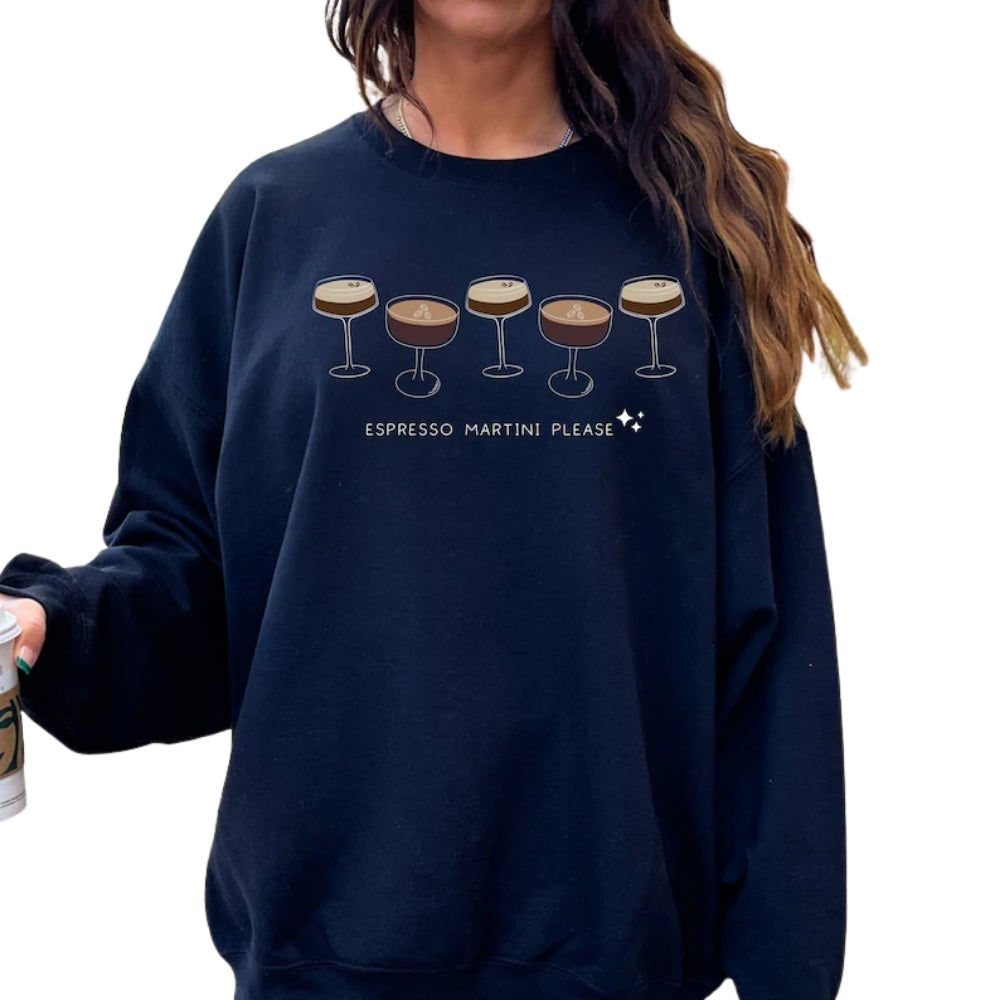 Womens Espresso Martini Sweatshirt, Cocktail Tini Time Sweatshirt 2D0351