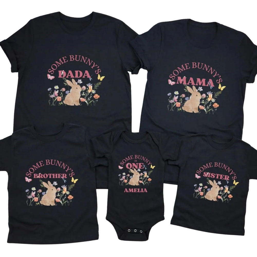 Some Bunny Personalized 1st Birthday Matching Family T Shirts, Custom Bunny First Birthday Shirts For Family ET0243
