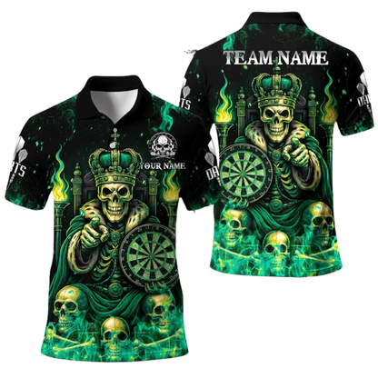 Custom King Skull Dart Polo Shirt For Men, Custom Skull Darts Team Shirts DE0005