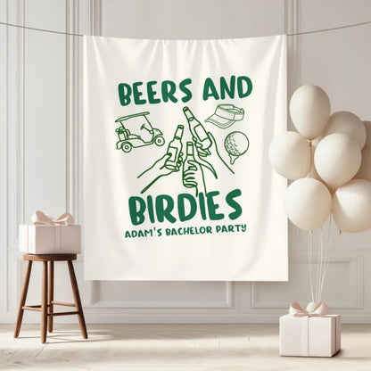 Beers and Birdies Custom Golf Bachelor Banner, Custom Golfing Lover Bachelor Party Banner WD0523