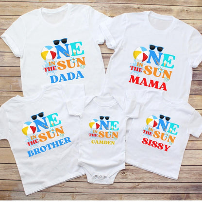 Custom One In The Sun Matching Family T Shirt For First Birthday, Custom Matching First Birthday Family Shirts ET0244