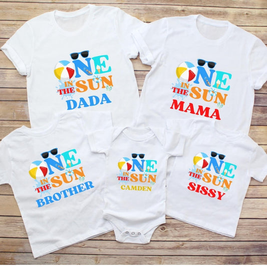 Custom One In The Sun Matching Family T Shirt For First Birthday, Custom Matching First Birthday Family Shirts ET0244