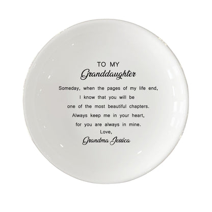 To My Granddaughter Personalized Wedding Jewelry Dish From Grandmother, Custom Ring Dish For Granddaughter WD0312