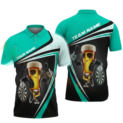 Custom Funny Beer Darts Polo Shirt For Men, Custom Beer Dart Team Shirts DZ0072