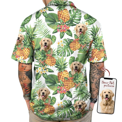 Custom Dog Photo Pineapple Tropical Hawaiian Shirt, Custom Pet Photo Hawaiian Shirts HE0444