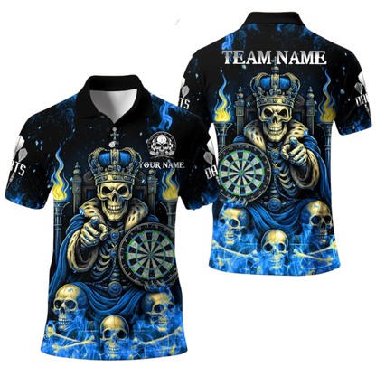 Custom King Skull Dart Polo Shirt For Men, Custom Skull Darts Team Shirts DE0005