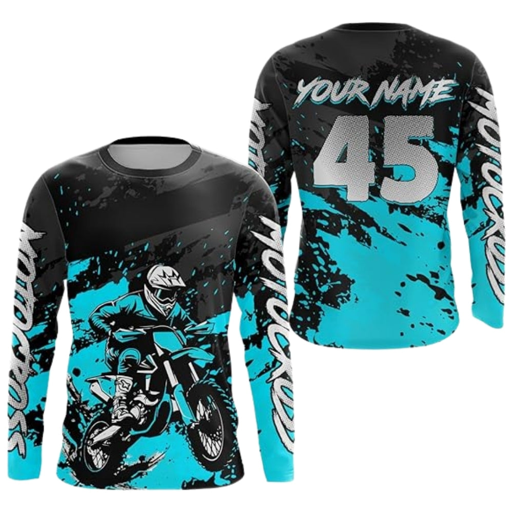 Custom Motocross Long Sleeve Jersey For Men Black Red, Custom Racing Motocross Jerseys MZ0071