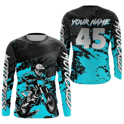 Custom Motocross Long Sleeve Jersey For Men Black Red, Custom Racing Motocross Jerseys MZ0071